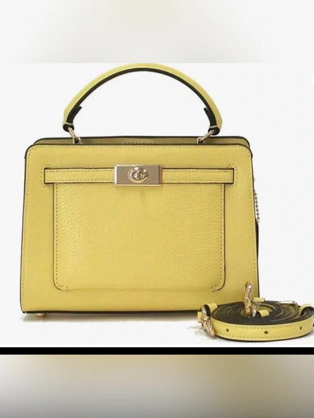 Coach Yellow Leather Top-Handle Satchel with Detachable Strap